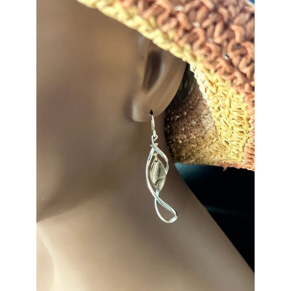 Silver/Gold Dangle Earrings - Picture 4 of 5